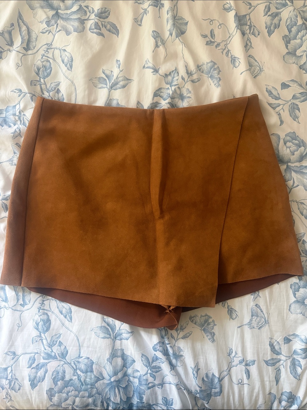 Forever 21 Tan Faux Suede Asymmetric Skort